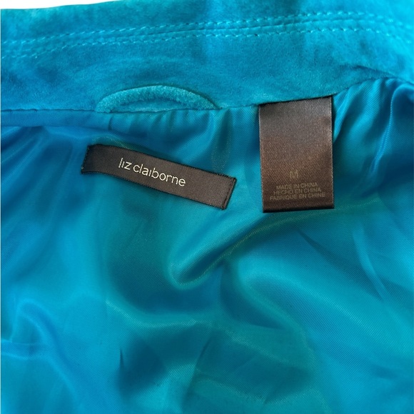Liz Clairborne blue faux suede velour blazer, size M. - Picture 5 of 6
